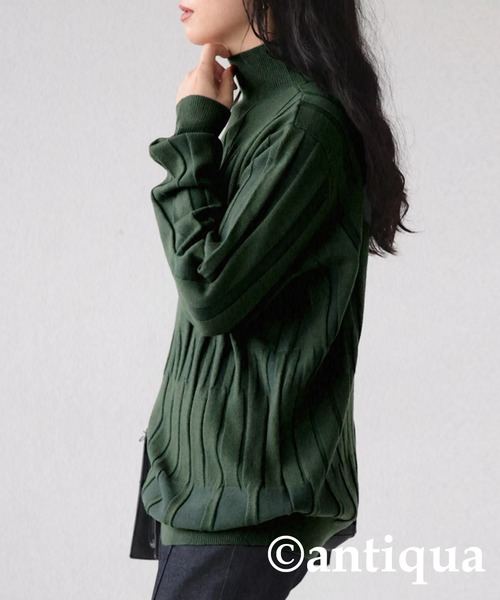 antiqua(アンティカ)の「ハイネックニット(ニット/セーター・レディース・グリーン/オレンジ/ブラック・FREE)」の12枚目の写真