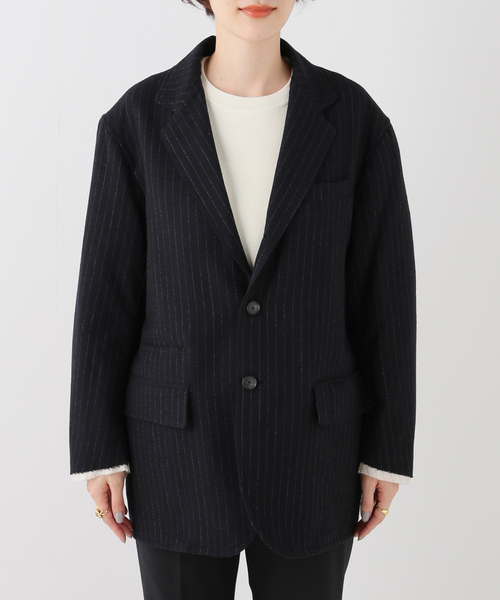 IENA（イエナ）の「【JANE SMITH/ジェーンスミス】WASHED WOOL STRIPE JACKET（テーラードジャケット・レディース・ネイビー・FREE）」の20枚目の写真