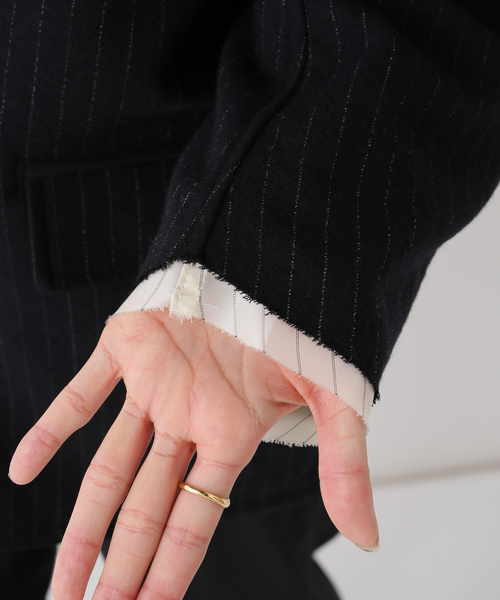 IENA（イエナ）の「【JANE SMITH/ジェーンスミス】WASHED WOOL STRIPE JACKET（テーラードジャケット・レディース・ネイビー・FREE）」の11枚目の写真