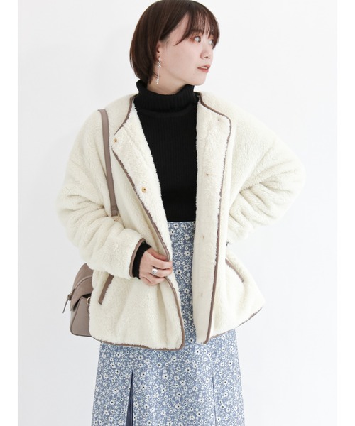 Te chichi TERRASSE(テチチテラス)の「ボアブルゾン(ブルゾン・レディース・チャコール/モカ/オフホワイト・フリ-)」の11枚目の写真