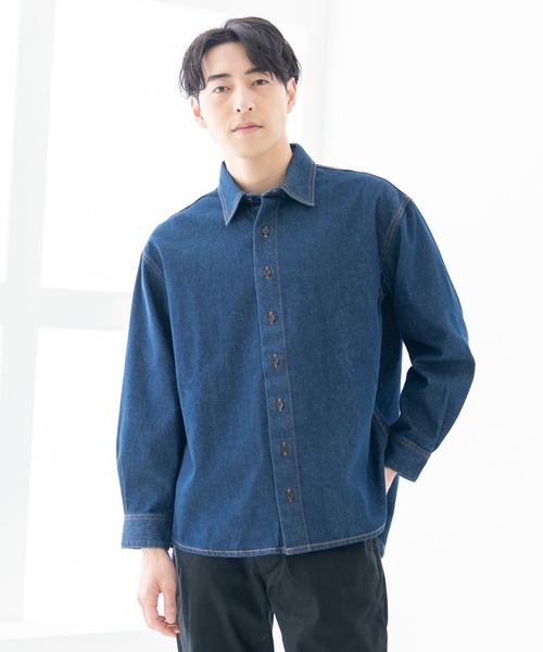 BRICK & SONS（ブリックアンドサンズ）の「リラックスデニムシャツ＜インディゴ＞（シャツ/ブラウス・メンズ・インディゴブルー・LL/S/M/L/XS）」の17枚目の写真