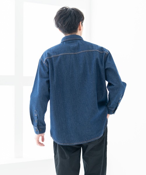 BRICK & SONS（ブリックアンドサンズ）の「リラックスデニムシャツ＜インディゴ＞（シャツ/ブラウス・メンズ・インディゴブルー・LL/S/M/L/XS）」の19枚目の写真