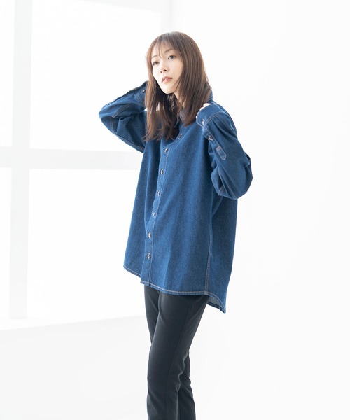 BRICK & SONS（ブリックアンドサンズ）の「リラックスデニムシャツ＜インディゴ＞（シャツ/ブラウス・メンズ・インディゴブルー・LL/S/M/L/XS）」の20枚目の写真