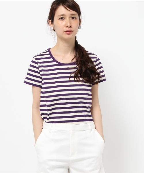 LE JUN（ルジュン）の「【VERY5月号掲載】細ボーダーＴシャツ（Tシャツ/カットソー・レディース・ブラック/グレー/ベージュ/グリーン/ダークグリーン/ネイビー/クリアブルー/パープル/レッド/イエロー・FREE）」の9枚目の写真