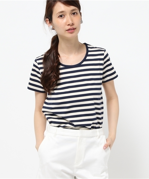 LE JUN（ルジュン）の「【VERY5月号掲載】細ボーダーＴシャツ（Tシャツ/カットソー・レディース・ブラック/グレー/ベージュ/グリーン/ダークグリーン/ネイビー/クリアブルー/パープル/レッド/イエロー・FREE）」の7枚目の写真