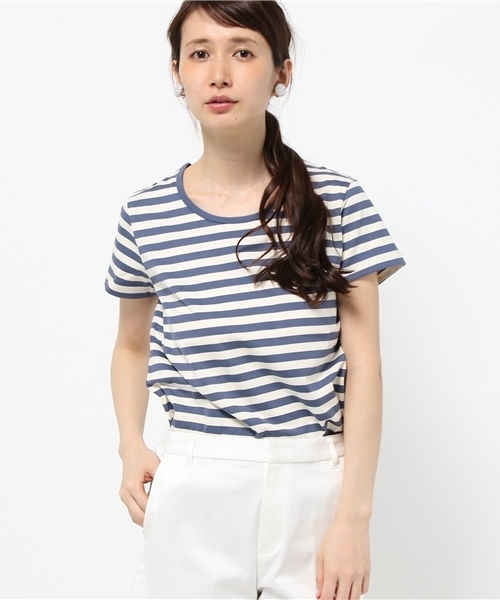 LE JUN（ルジュン）の「【VERY5月号掲載】細ボーダーＴシャツ（Tシャツ/カットソー・レディース・ブラック/グレー/ベージュ/グリーン/ダークグリーン/ネイビー/クリアブルー/パープル/レッド/イエロー・FREE）」の8枚目の写真