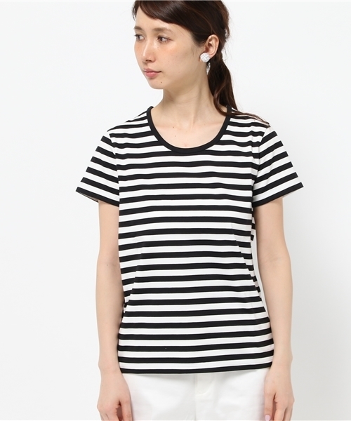 LE JUN（ルジュン）の「【VERY5月号掲載】細ボーダーＴシャツ（Tシャツ/カットソー・レディース・ブラック/グレー/ベージュ/グリーン/ダークグリーン/ネイビー/クリアブルー/パープル/レッド/イエロー・FREE）」の12枚目の写真