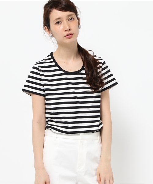 LE JUN（ルジュン）の「【VERY5月号掲載】細ボーダーＴシャツ（Tシャツ/カットソー・レディース・ブラック/グレー/ベージュ/グリーン/ダークグリーン/ネイビー/クリアブルー/パープル/レッド/イエロー・FREE）」の18枚目の写真