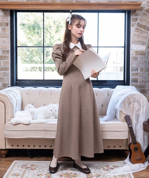 ＊レア＊Bonjour Diary＊コラボ＊ワンピース＊チェック Bonjour Diary Holiday Dress + Chouchou (Marguerite Print