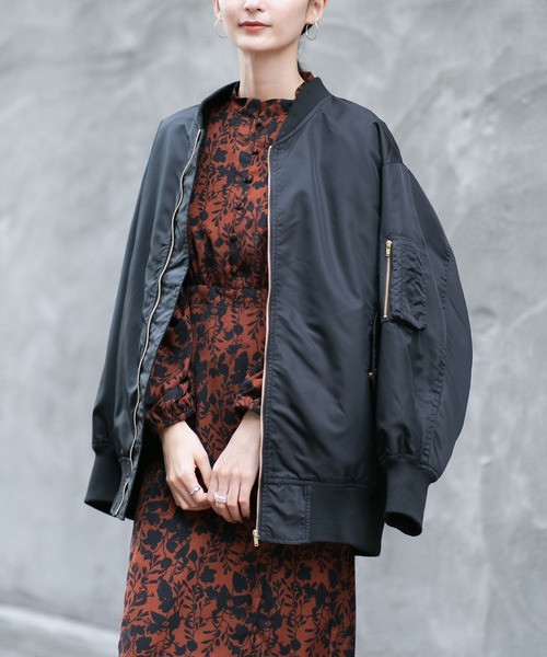 NANO universe（ナノユニバース）の「LB.04/MA-1ブルゾン（ブルゾン・レディース・ブラック/グレー系その他4・FREE）」の2枚目の写真