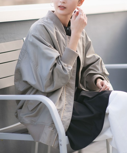 NANO universe（ナノユニバース）の「LB.04/MA-1ブルゾン（ブルゾン・レディース・ブラック/グレー系その他4・FREE）」の9枚目の写真