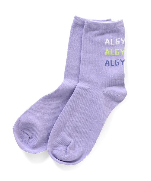 algy(アルジー)の「カラフルロゴクルーソックス(ソックス/靴下・キッズ・オフホワイト/ブラック/ラベンダー・21/24)」の1枚目の写真