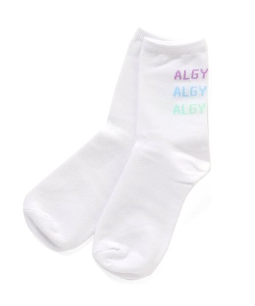 algy(アルジー)の「カラフルロゴクルーソックス(ソックス/靴下・キッズ・オフホワイト/ブラック/ラベンダー・21/24)」の2枚目の写真
