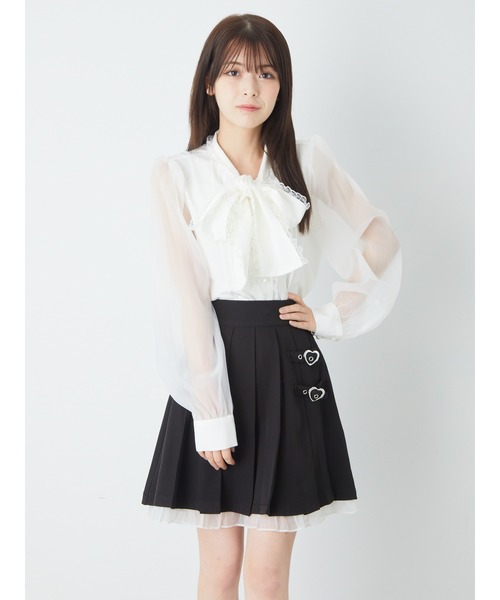 Ank Rouge（アンクルージュ）の「ハートバックルプリーツSK（スカート・レディース・ブラック/ブルー/A・M）」の2枚目の写真