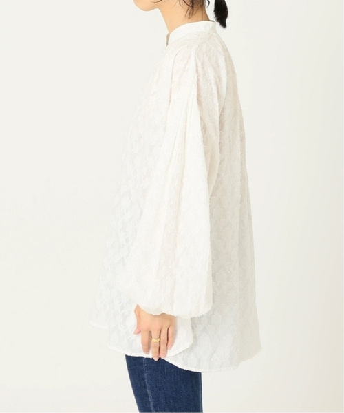 JOURNAL STANDARD relume（ジャーナルスタンダード　レリューム）の「《追加》コットンジャガードギャザーブラウス（シャツ/ブラウス・レディース・ブラック/ホワイト・FREE）」の5枚目の写真