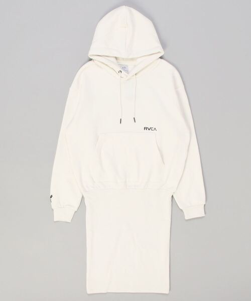 RVCA（ルーカ）の「RVCA レディース  ENBROIDERY RVCA HOOD ワンピース【2022年冬モデル】（ワンピース・レディース・オフホワイト/ラベンダー/イエロー・FREE）」の2枚目の写真
