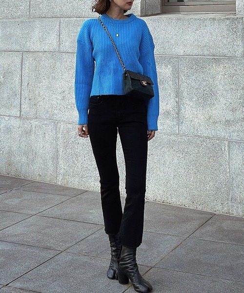 esutoreja（エストレジャ）の「レースアップバックニット（ニット/セーター・レディース・グレー/ブルー・FREE）」の3枚目の写真