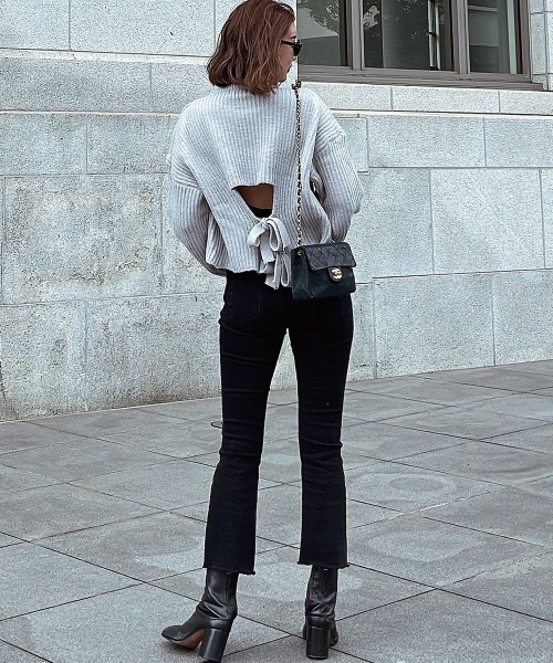 esutoreja（エストレジャ）の「レースアップバックニット（ニット/セーター・レディース・グレー/ブルー・FREE）」の13枚目の写真