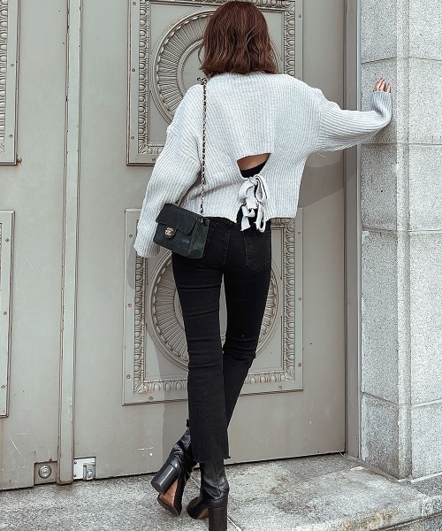 esutoreja（エストレジャ）の「レースアップバックニット（ニット/セーター・レディース・グレー/ブルー・FREE）」の16枚目の写真