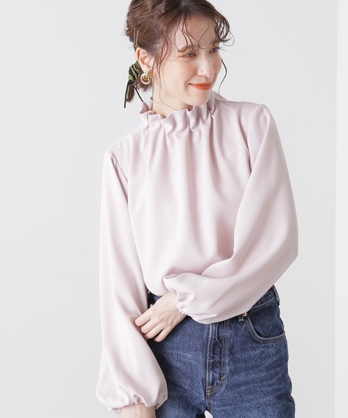 N.（N. Natural Beauty Basic）（エヌエヌナチュラルビューティーベーシック）の「◆ペーパーバックパフブラウス（シャツ/ブラウス・レディース・ブラック/グレー/オフホワイト/ピンク/ミント/ブルー・MEDIUM）」の6枚目の写真