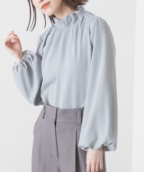 N.（N. Natural Beauty Basic）（エヌエヌナチュラルビューティーベーシック）の「◆ペーパーバックパフブラウス（シャツ/ブラウス・レディース・ブラック/グレー/オフホワイト/ピンク/ミント/ブルー・MEDIUM）」の4枚目の写真