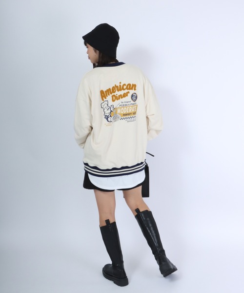 Salong hameu(サロン ハミュー)の「ヴィンテージ レトロ バックプリント リンガースウェット トップス メンズ レディース/トレーナー プルオーバー(スウェット・レディース・オフホワイト/イエロー/ホワイト系その他/ネイビー・M/L/LL)」の10枚目の写真