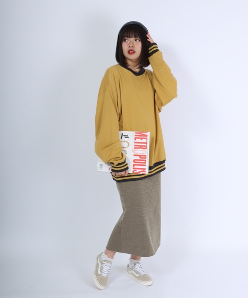 Salong hameu(サロン ハミュー)の「ヴィンテージ レトロ バックプリント リンガースウェット トップス メンズ レディース/トレーナー プルオーバー(スウェット・レディース・オフホワイト/イエロー/ホワイト系その他/ネイビー・M/L/LL)」の11枚目の写真