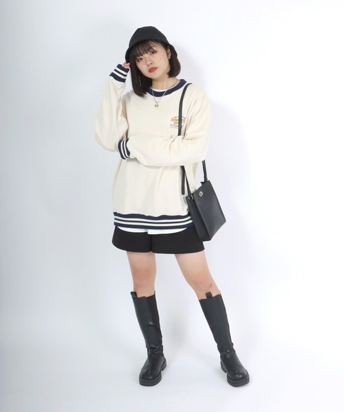 Salong hameu(サロン ハミュー)の「ヴィンテージ レトロ バックプリント リンガースウェット トップス メンズ レディース/トレーナー プルオーバー(スウェット・レディース・オフホワイト/イエロー/ホワイト系その他/ネイビー・M/L/LL)」の17枚目の写真