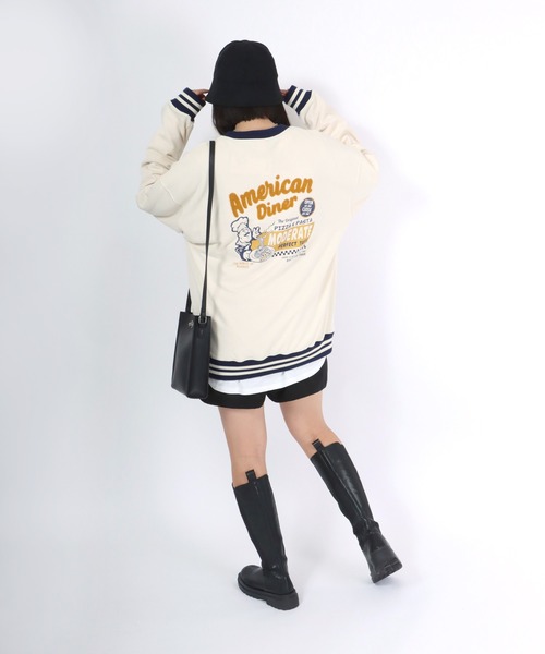 Salong hameu(サロン ハミュー)の「ヴィンテージ レトロ バックプリント リンガースウェット トップス メンズ レディース/トレーナー プルオーバー(スウェット・レディース・オフホワイト/イエロー/ホワイト系その他/ネイビー・M/L/LL)」の18枚目の写真