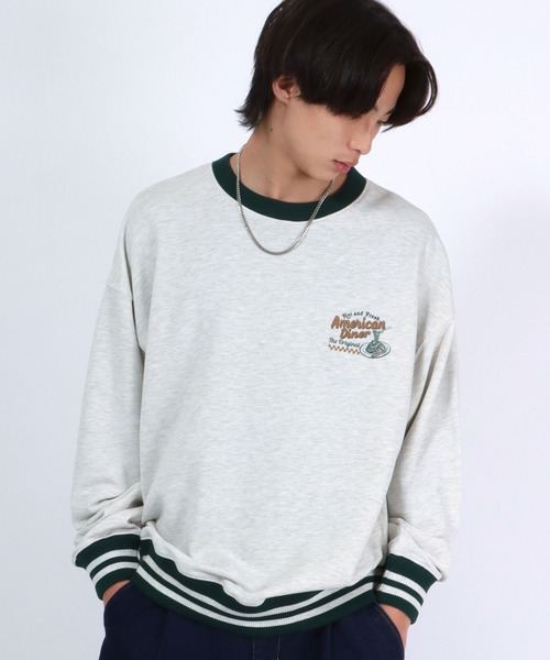 Salong hameu(サロン ハミュー)の「ヴィンテージ レトロ バックプリント リンガースウェット トップス メンズ レディース/トレーナー プルオーバー(スウェット・レディース・オフホワイト/イエロー/ホワイト系その他/ネイビー・M/L/LL)」の20枚目の写真