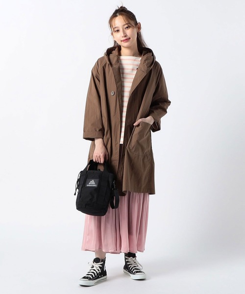 Grand PARK（グランドパーク）の「ナイロンロング丈フードコート（ブルゾン・レディース・ブラウン/カーキ/ナチュラル・FREE）」の4枚目の写真
