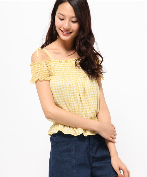 WEGO(ウィゴー)の「WEGO/ギンガムシャーリングブラウス(シャツ/ブラウス・レディース・ホワイト系その他/ブラック系その他/ブルー系その他/イエロー系その他・FREE)」の4枚目の写真
