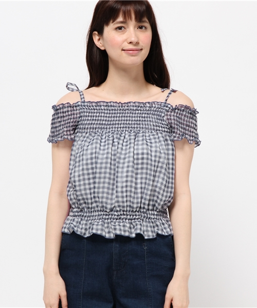 WEGO(ウィゴー)の「WEGO/ギンガムシャーリングブラウス(シャツ/ブラウス・レディース・ホワイト系その他/ブラック系その他/ブルー系その他/イエロー系その他・FREE)」の5枚目の写真