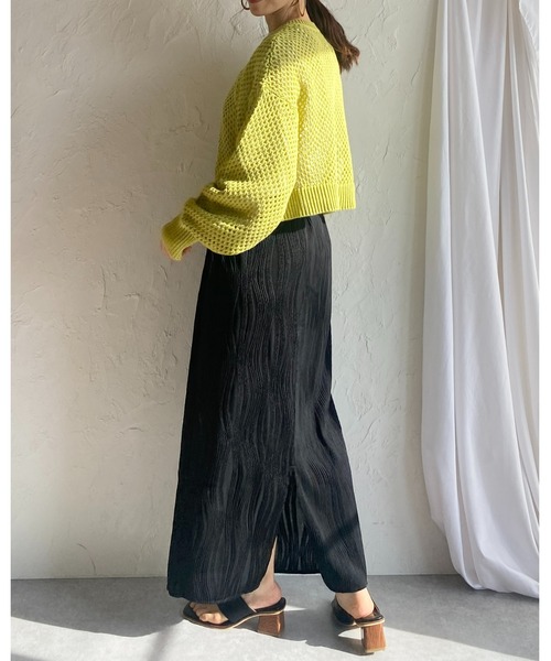 She's Closet(シーズクローゼット)の「前後2WAYメッシュ透かし編みボリュームスリーブショート丈コットンニットカーディガン(カーディガン/ボレロ・レディース・グリーン/アイボリー/グレイッシュベージュ/チェリーレッド/ブラック・FREE)」の17枚目の写真