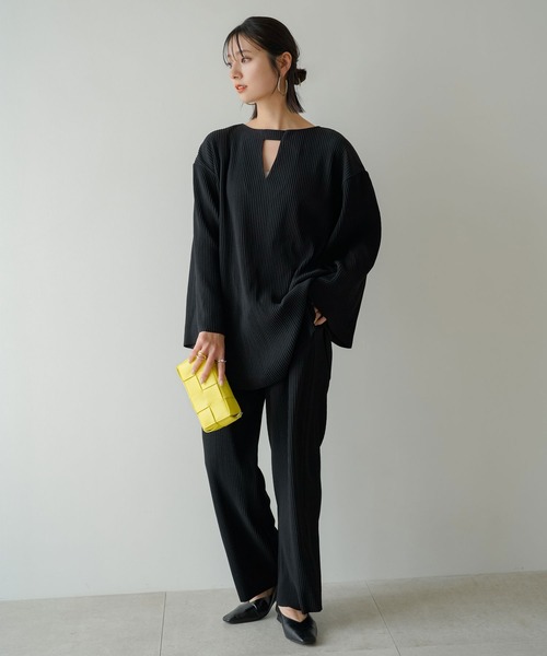 rectangle（レクタングル）の「2WAYリップルプリーツプルオーバー【セットアップ可】（Tシャツ/カットソー・レディース・ブルー/ブラック/アイボリー・FREE）」の14枚目の写真