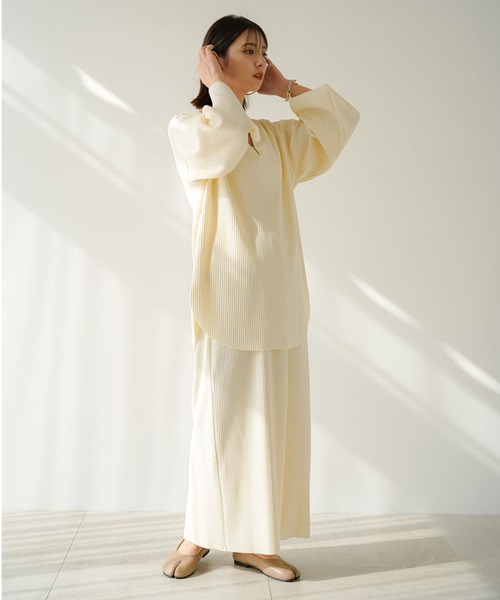 rectangle（レクタングル）の「2WAYリップルプリーツプルオーバー【セットアップ可】（Tシャツ/カットソー・レディース・ブルー/ブラック/アイボリー・FREE）」の7枚目の写真