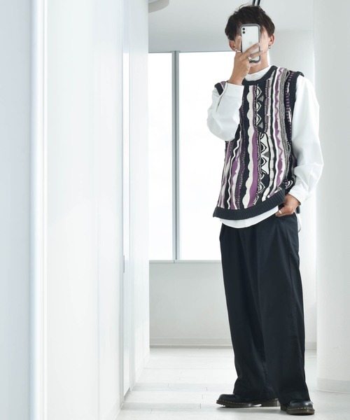 Anytime Songs（エニータイムソングス）の「3Dニットベスト（ベスト・メンズ・ブラウン/チャコール/グリーン・MEDIUM/LARGE/X-LARGE）」の4枚目の写真
