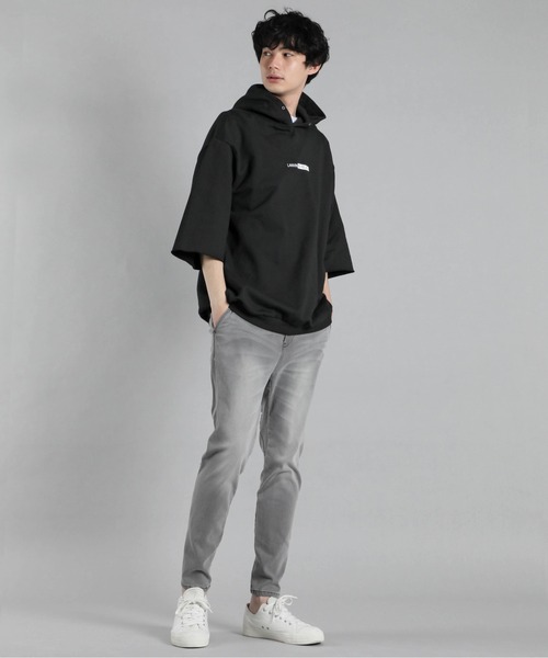 LANVIN en Bleu（ランバンオンブルー）の「オーバーサイズ ビッグシルエット 7分袖カットオフパーカー（パーカー・メンズ・ブラック/ネイビー/グレー・46/48/50/52）」の18枚目の写真