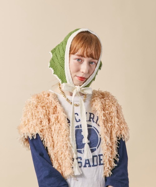 kaorinomori(カオリノモリ)の「kaorinomori スウィスカーフ(バンダナ/スカーフ・レディース・ホワイト/グリーン・ONE SIZE)」の11枚目の写真