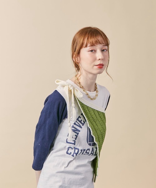 kaorinomori(カオリノモリ)の「kaorinomori スウィスカーフ(バンダナ/スカーフ・レディース・ホワイト/グリーン・ONE SIZE)」の12枚目の写真