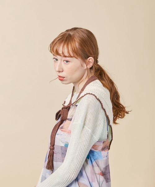 kaorinomori(カオリノモリ)の「kaorinomori スウィスカーフ(バンダナ/スカーフ・レディース・ホワイト/グリーン・ONE SIZE)」の6枚目の写真