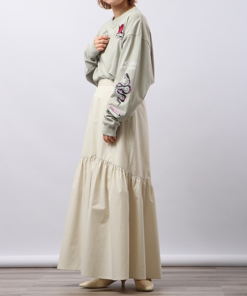 spiritoso(スピリトーゾ)の「spiritoso ネオメタルプリントロンT 長袖(Tシャツ/カットソー・レディース・オフホワイト/オリーブ・F)」の9枚目の写真