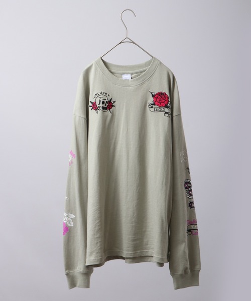 spiritoso(スピリトーゾ)の「spiritoso ネオメタルプリントロンT 長袖(Tシャツ/カットソー・レディース・オフホワイト/オリーブ・F)」の21枚目の写真