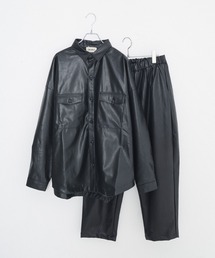 THE HITSS | 【THE HITSS】シンセティックレザー リラックスフィット オーバーサイズシャツ＆イージーワイドパンツ［セットアップ商品］(セットアップ)