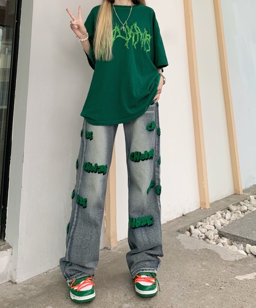 MGV(エムジーヴィー)の「ストリートグリーンロゴデニム(デニムパンツ・レディース・ブルー・X-LARGE/LARGE/MEDIUM)」の3枚目の写真