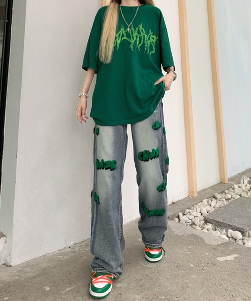 MGV(エムジーヴィー)の「ストリートグリーンロゴデニム(デニムパンツ・レディース・ブルー・X-LARGE/LARGE/MEDIUM)」の2枚目の写真