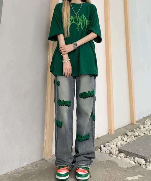 MGV(エムジーヴィー)の「ストリートグリーンロゴデニム(デニムパンツ・レディース・ブルー・X-LARGE/LARGE/MEDIUM)」の4枚目の写真