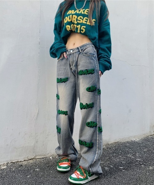 MGV(エムジーヴィー)の「ストリートグリーンロゴデニム(デニムパンツ・レディース・ブルー・X-LARGE/LARGE/MEDIUM)」の7枚目の写真