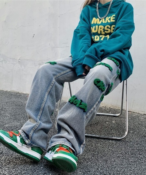 MGV(エムジーヴィー)の「ストリートグリーンロゴデニム(デニムパンツ・レディース・ブルー・X-LARGE/LARGE/MEDIUM)」の11枚目の写真