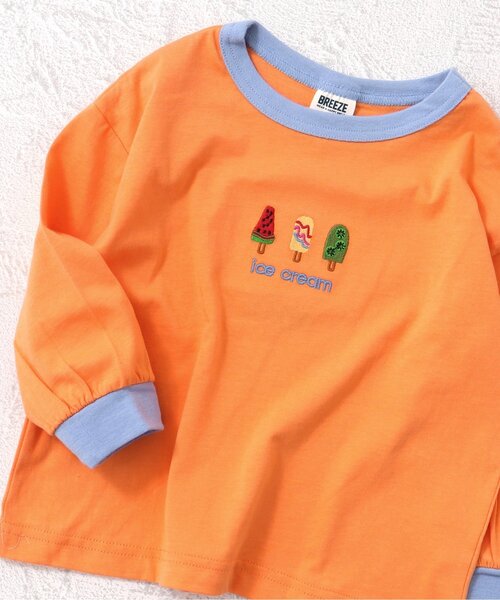 BREEZE（ブリーズ）の「Colorful リンガーモチーフ刺繍Tシャツ（Tシャツ/カットソー・キッズ・オフホワイト/ブルー/クリーム/イエロー/オレンジ/ピンク/グレー/グリーン・100/110/120/130/140/80/90）」の8枚目の写真